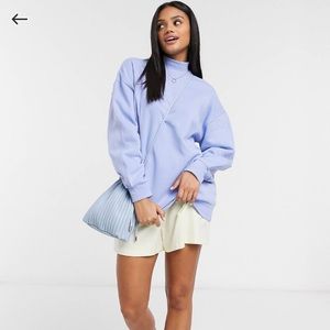 Stradivarius organic cotton high neck oversized sweatshirt
in blue